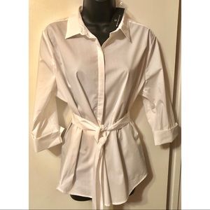 Beautiful Worthington Pure White Blouse with Belt